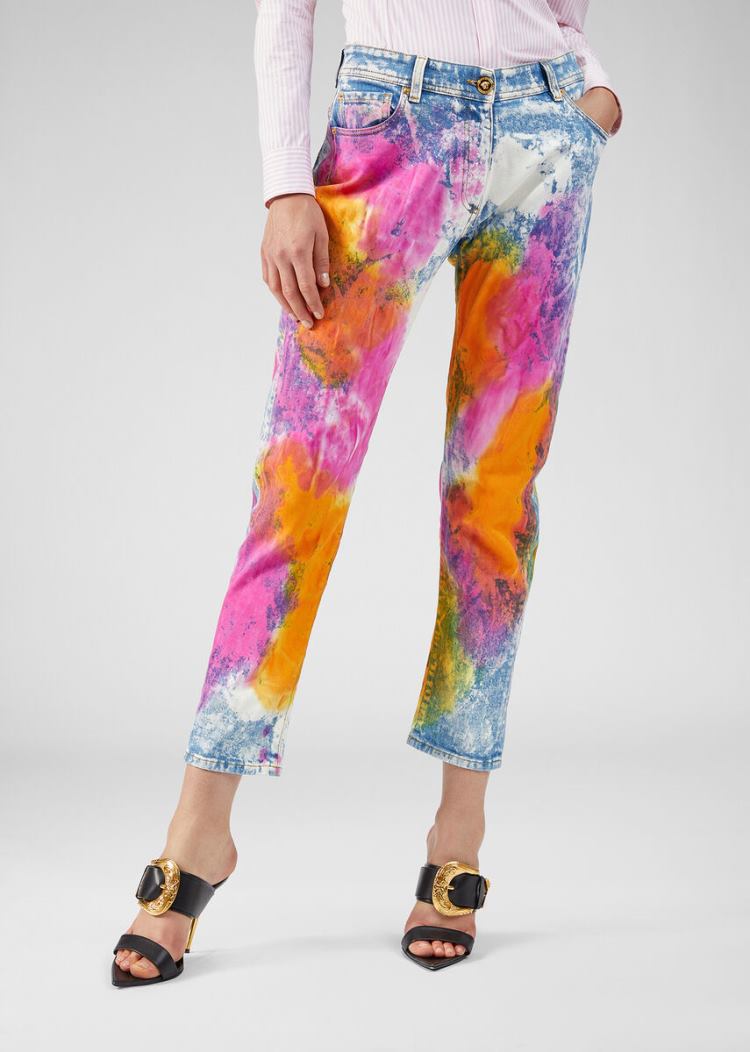 Versace Denim Tie-Dye Jeans τζιν παντελονι γυναικεια Πολύχρωμο | EN6AON7