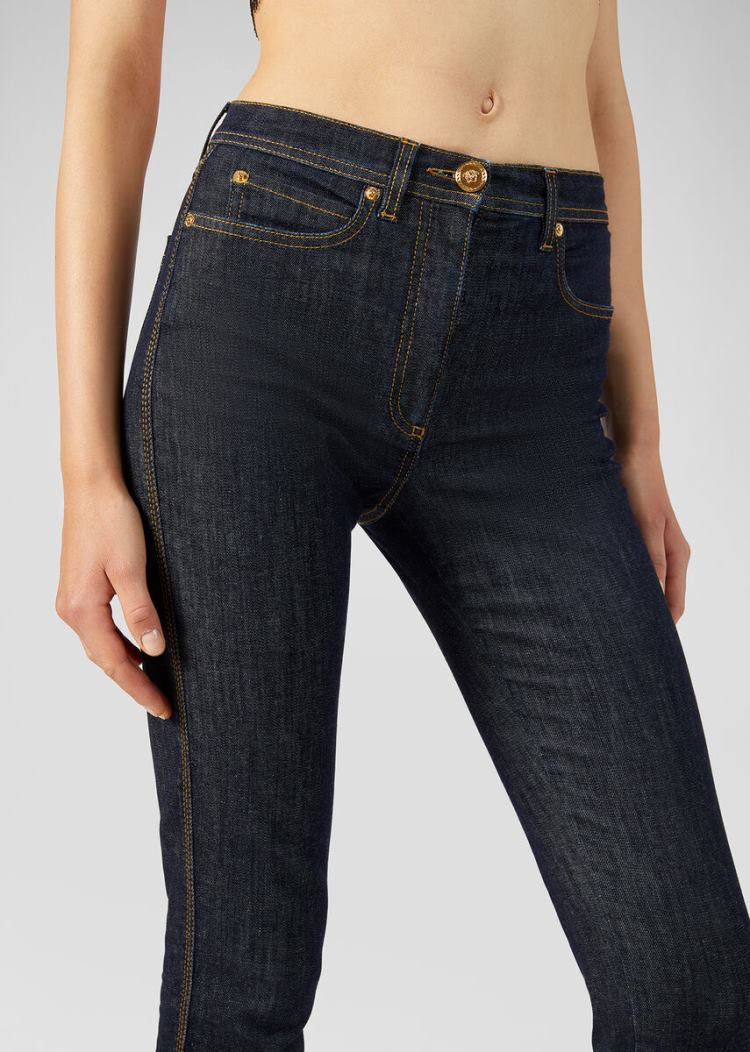 Versace Denim V-Stitch Skinny Jeans τζιν παντελονι γυναικεια μπλε | NDS8DNQ