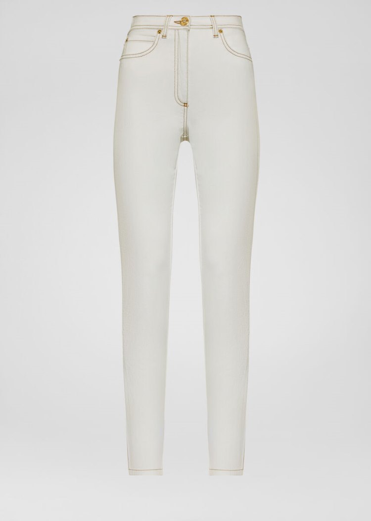 Versace Denim White Wash V-Stitch Skinny Jeans τζιν παντελονι γυναικεια ασπρα | C30BYSP