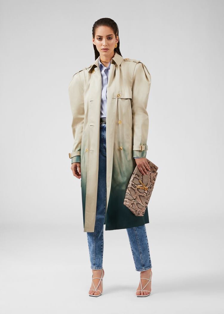 Versace Dip-Dye Trench Coat μπουφαν γυναικεια Χακί | H7SGZEZ