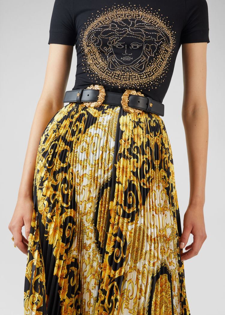 Versace Double Baroque πόρπης Tribute Belt ζωνη γυναικεια μαυρα | R0DAEVF