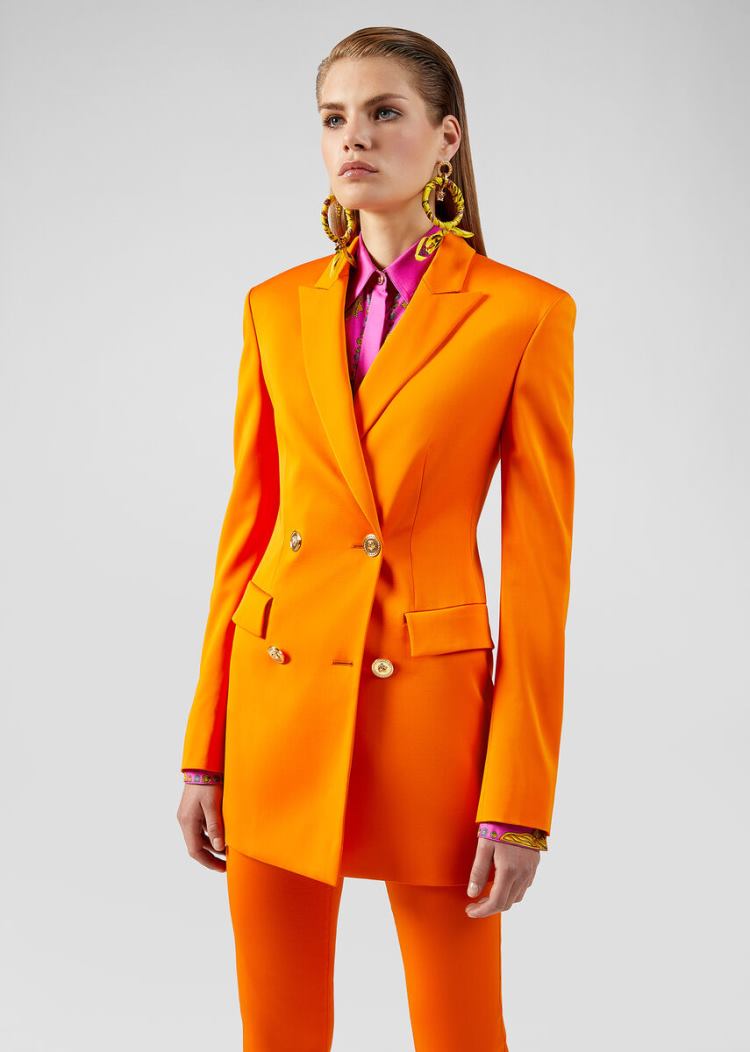 Versace Double-Breasted Blazer Μπλέιζερ γυναικεια πορτοκαλι | GFX36NK