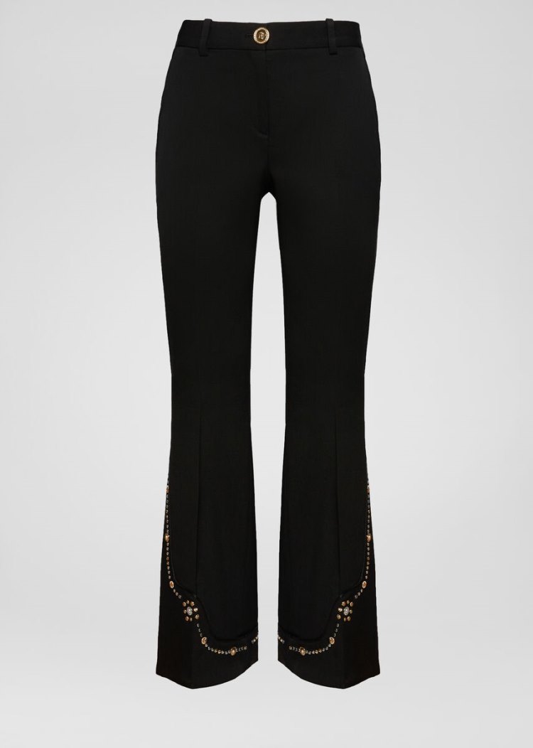 Versace Embellished Trousers παντελόνι γυναικεια μαυρα | NI5GGLF