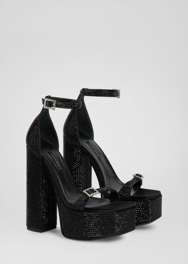 Versace Embellished flatforms Sandals σανδαλια γυναικεια μαυρα | E47WT2X