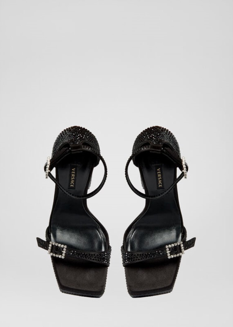 Versace Embellished flatforms Sandals σανδαλια γυναικεια μαυρα | E47WT2X