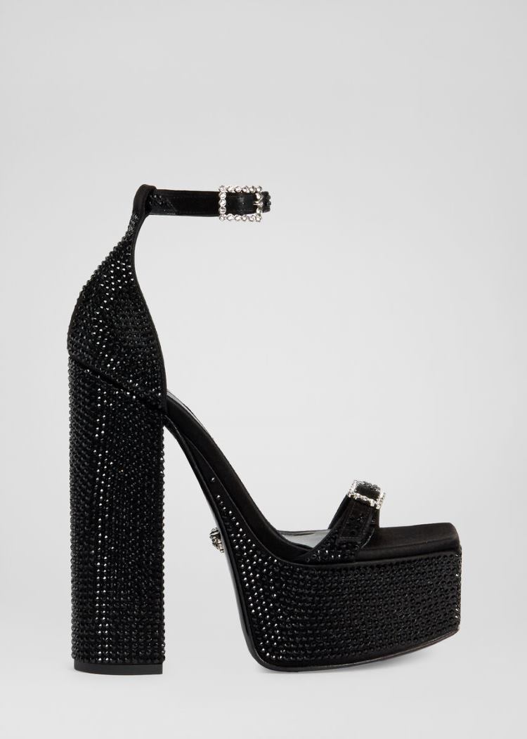 Versace Embellished flatforms Sandals σανδαλια γυναικεια μαυρα | E47WT2X