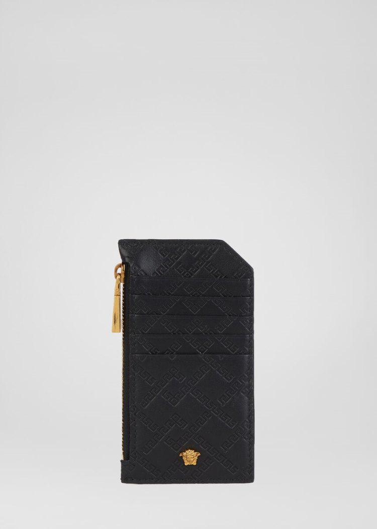 Versace Embossed Greca Argyle πορτοφολι καρτων ανδρικα μαυρα | 8YLOSRS