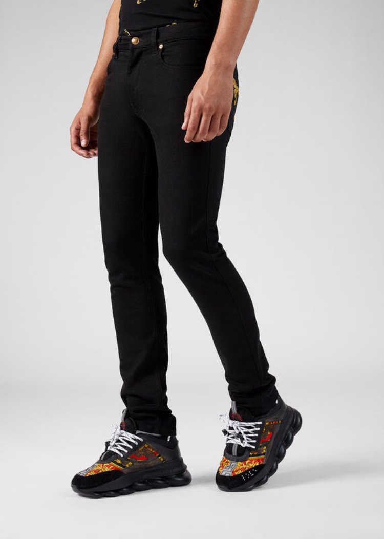 Versace Embroidered Barocco Jeans τζιν παντελονι ανδρικα μαυρα | AXUUVWA