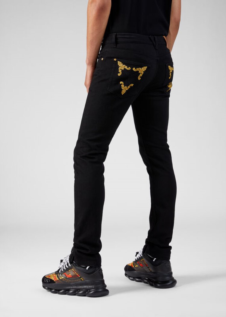 Versace Embroidered Barocco Jeans τζιν παντελονι ανδρικα μαυρα | AXUUVWA