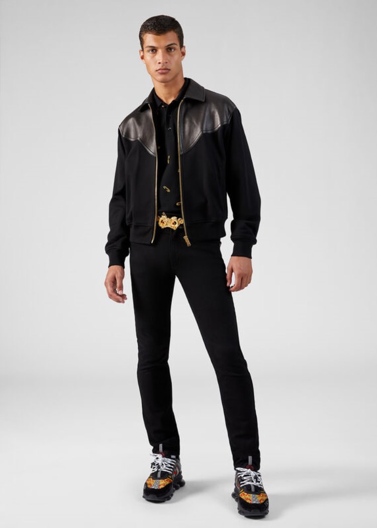 Versace Embroidered Barocco Jeans τζιν παντελονι ανδρικα μαυρα | AXUUVWA