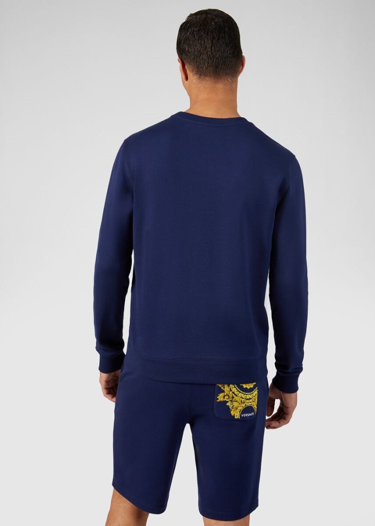 Versace Embroidered GV Signature Sweatshirt Φούτερ ανδρικα μπλε | 0LWZL1J