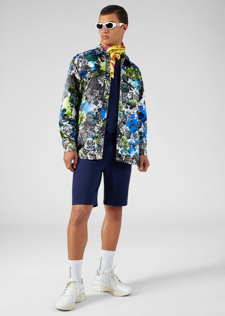 Versace Embroidered GV Signature Sweatshirt Φούτερ ανδρικα μπλε | 0LWZL1J