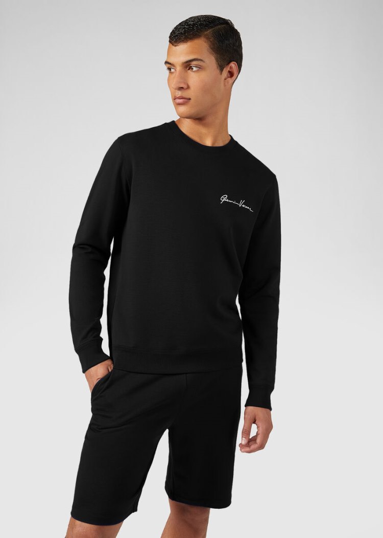 Versace Embroidered GV Signature Sweatshirt Φούτερ ανδρικα μαυρα | 2E9VRIH