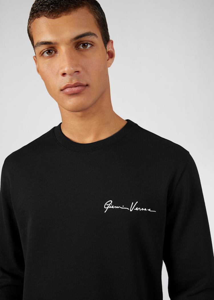 Versace Embroidered GV Signature Sweatshirt Φούτερ ανδρικα μαυρα | 2E9VRIH