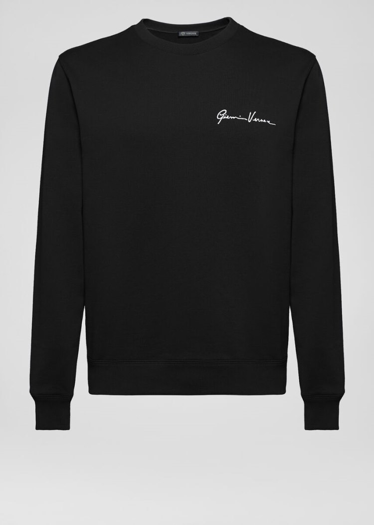 Versace Embroidered GV Signature Sweatshirt Φούτερ ανδρικα μαυρα | 2E9VRIH