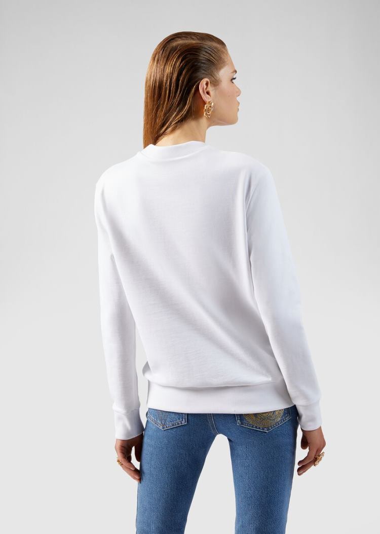 Versace Embroidered GV Signature Sweatshirt Φούτερ γυναικεια ασπρα | 83IDTSR