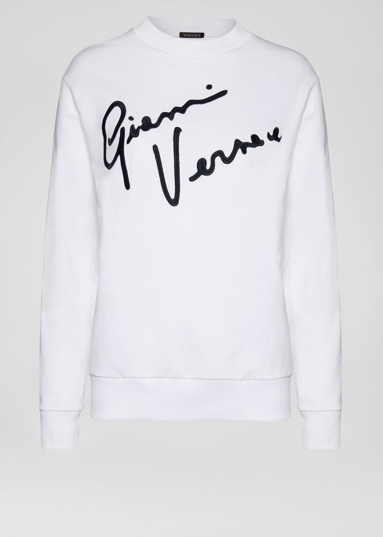 Versace Embroidered GV Signature Sweatshirt Φούτερ γυναικεια ασπρα | 83IDTSR
