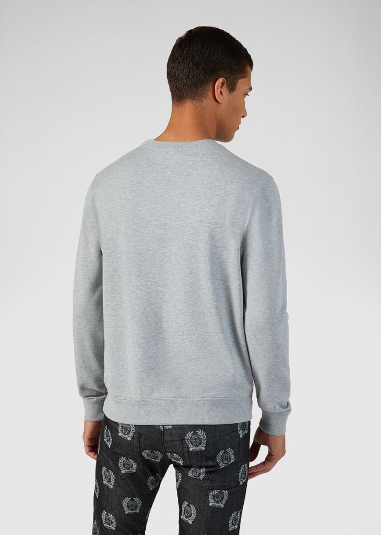 Versace Embroidered GV Signature Sweatshirt Φούτερ ανδρικα γκρι | HEP5GQW
