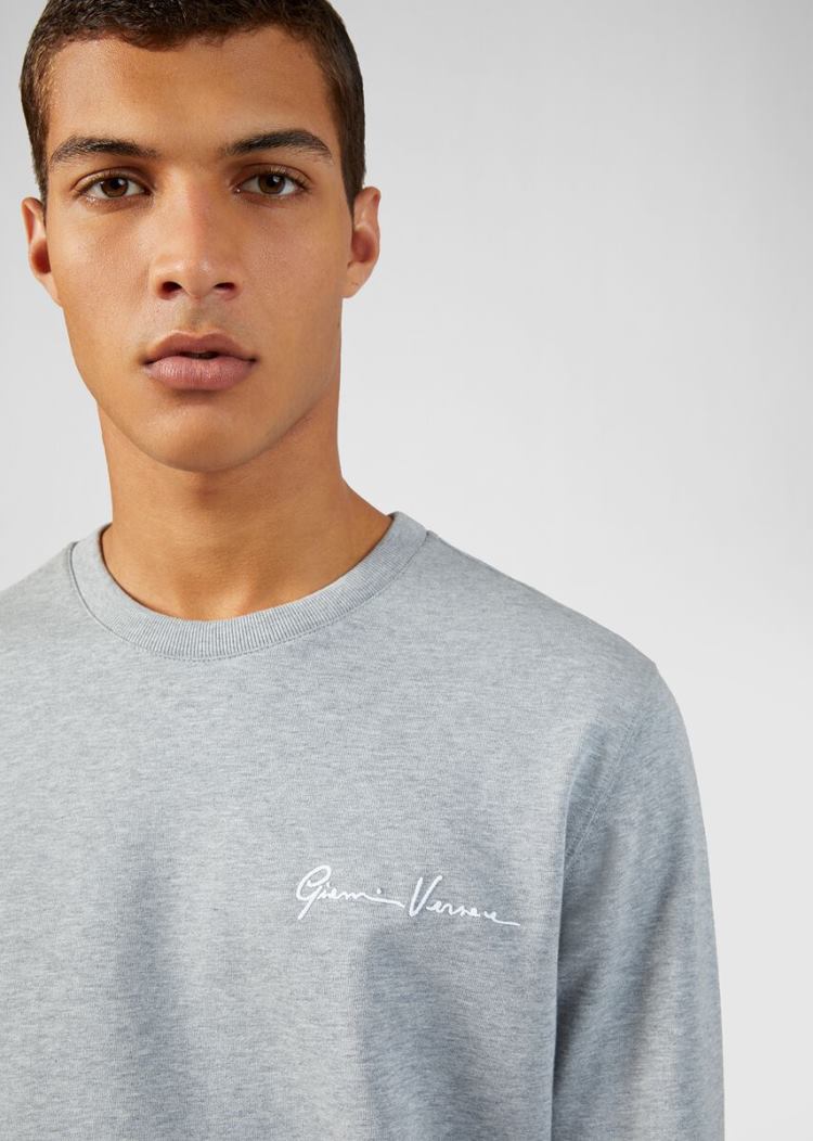 Versace Embroidered GV Signature Sweatshirt Φούτερ ανδρικα γκρι | HEP5GQW