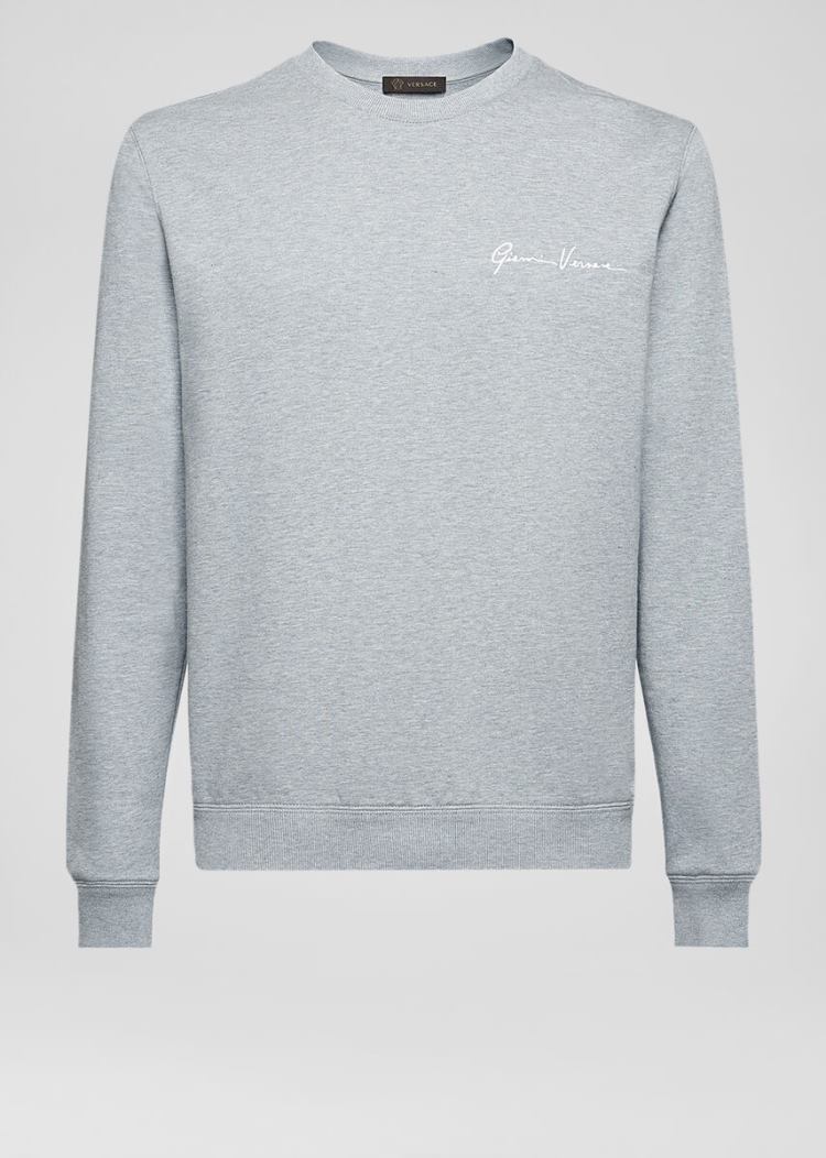 Versace Embroidered GV Signature Sweatshirt Φούτερ ανδρικα γκρι | HEP5GQW