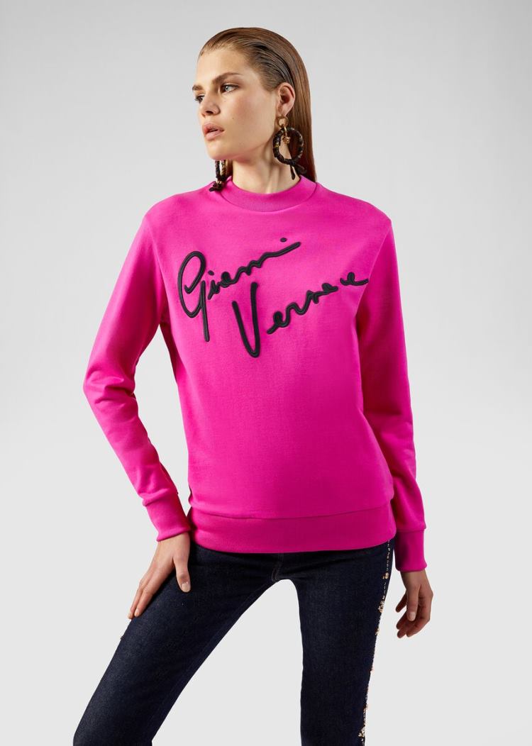 Versace Embroidered GV Signature Sweatshirt Φούτερ γυναικεια ροζ | TBRKCFI