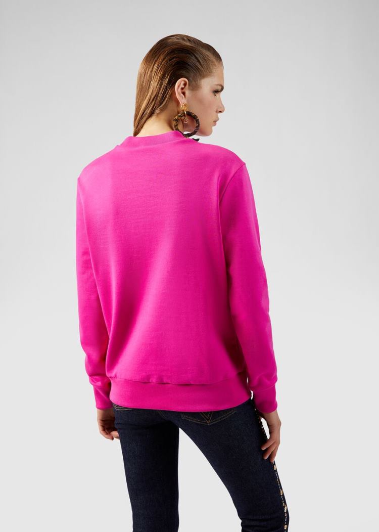 Versace Embroidered GV Signature Sweatshirt Φούτερ γυναικεια ροζ | TBRKCFI