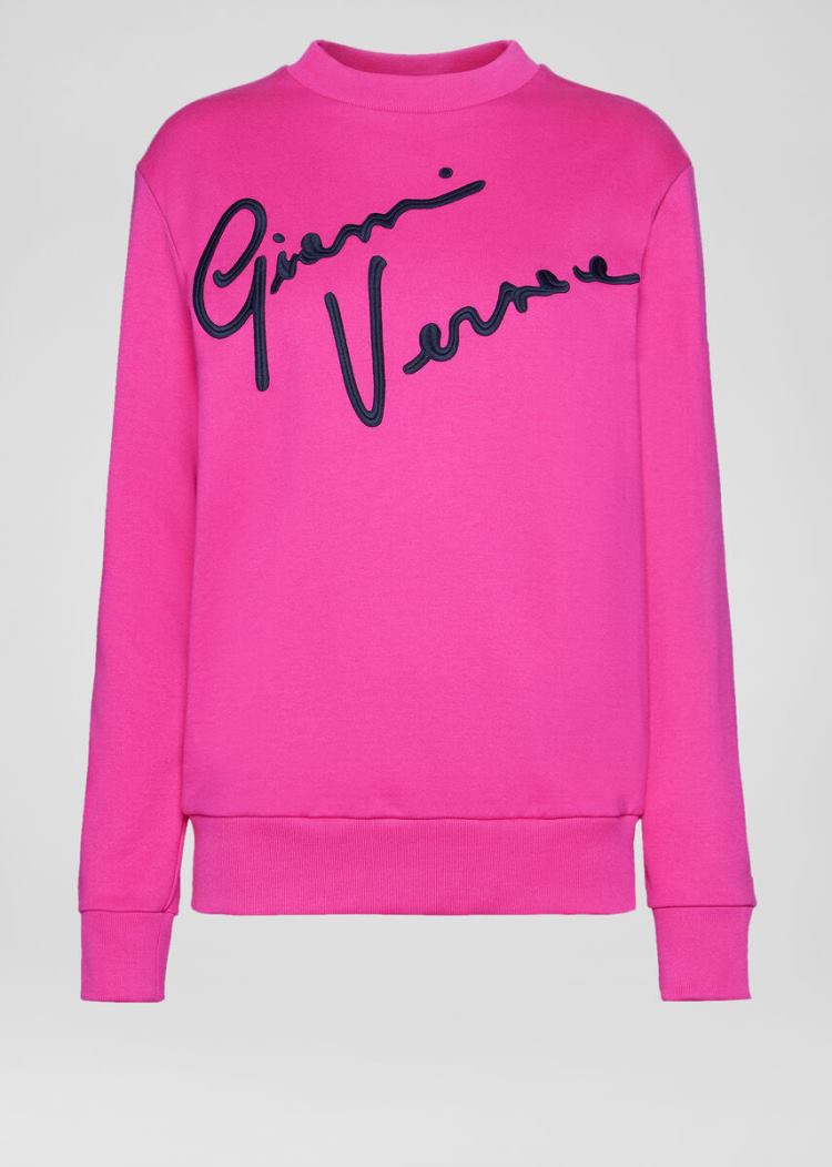 Versace Embroidered GV Signature Sweatshirt Φούτερ γυναικεια ροζ | TBRKCFI
