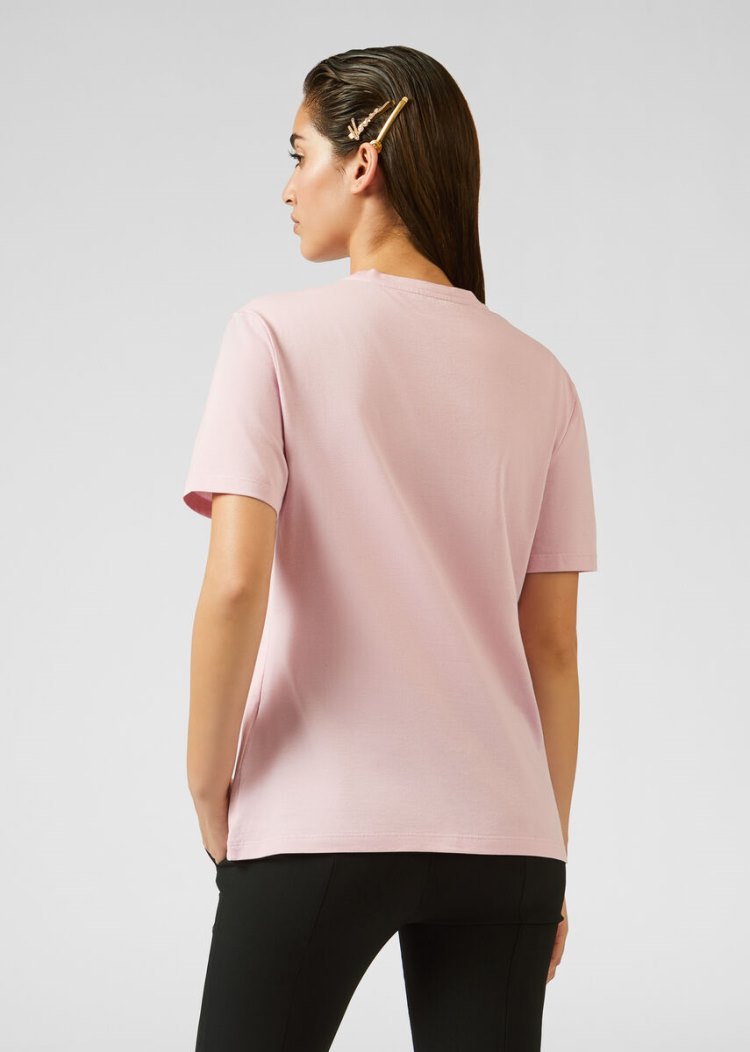 Versace Embroidered GV Signature T Shirt μπλουζακια γυναικεια ροζ | DS06RF8