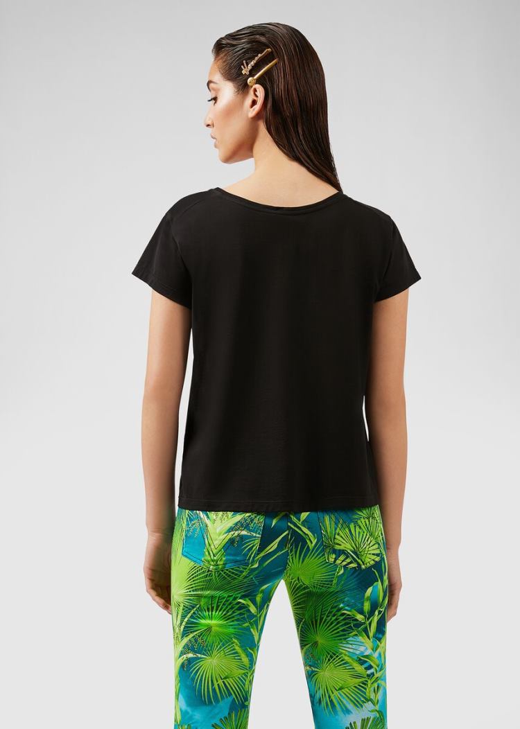 Versace Embroidered GV Signature T Shirt μπλουζακια γυναικεια μαυρα | OE1YA5R
