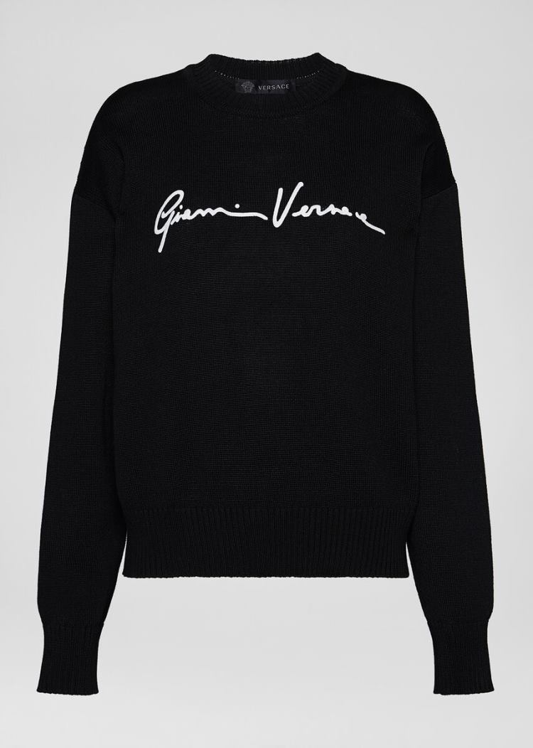 Versace Embroidered GV Signature πουλοβερ Πουλόβερ γυναικεια μαυρα | 7X3DXUS