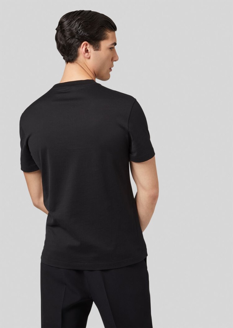 Versace Embroidered Medusa Crest Motif T Shirt μπλουζακια ανδρικα μαυρα | A6176VO