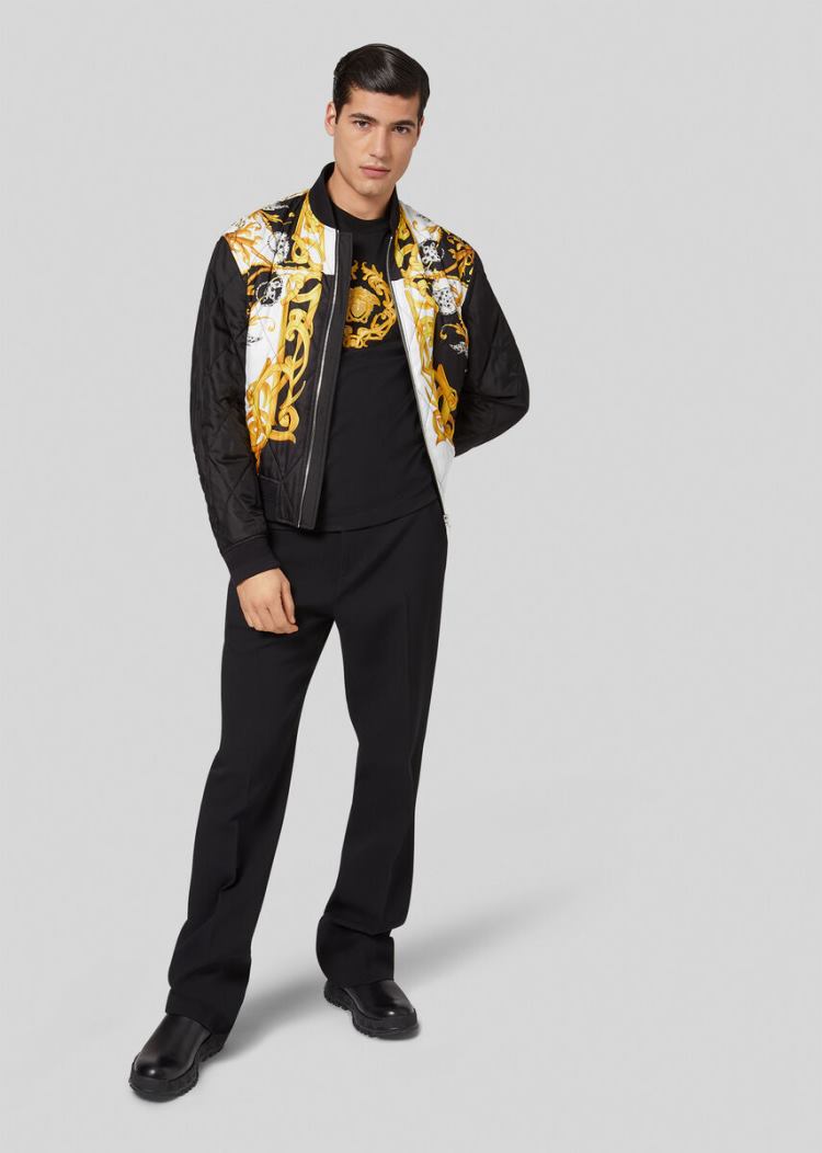 Versace Embroidered Medusa Crest Motif T Shirt μπλουζακια ανδρικα μαυρα | A6176VO