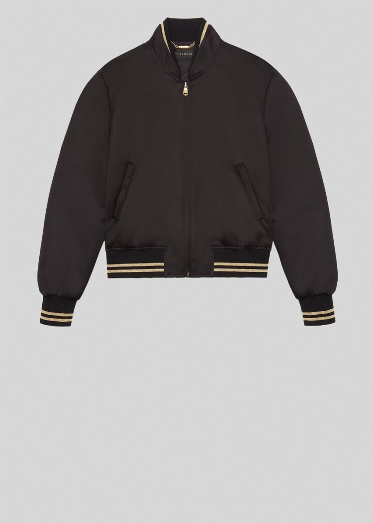 Versace Embroidered Medusa Satin Blouson μπουφαν γυναικεια μαυρα | PE73ADP