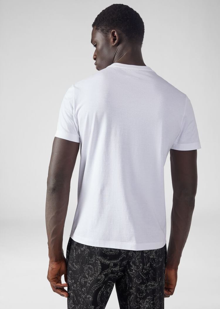 Versace Embroidered Medusa T Shirt μπλουζακια ανδρικα ασπρα | FOXMO9X