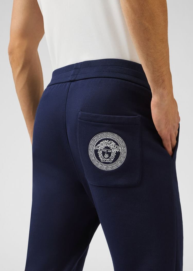 Versace Embroidered Medusa Trackpants παντελόνι ανδρικα μπλε | K4FAM97