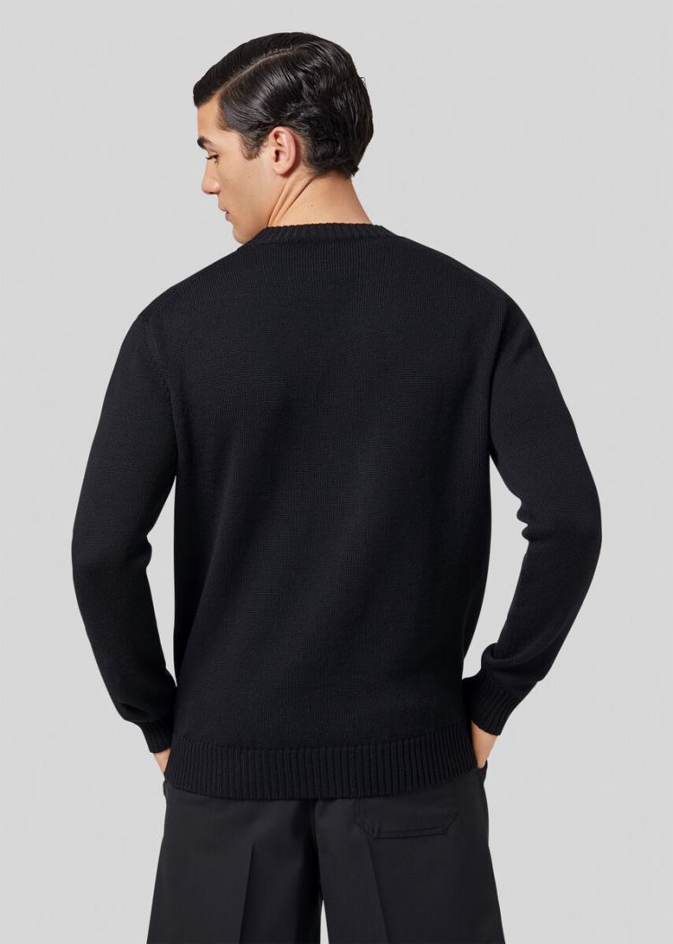 Versace Embroidered Medusa Wool πουλοβερ Πουλόβερ ανδρικα μαυρα | LX4OJ2B