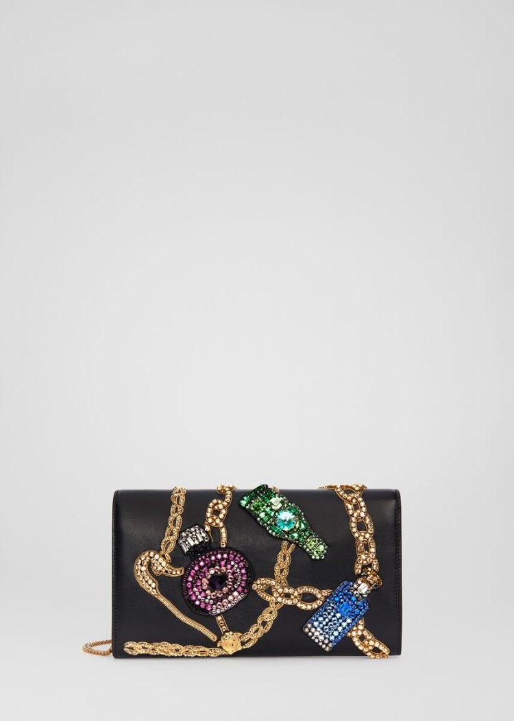 Versace Embroidered Scents Motif Icon Evening Bag Evening Bags γυναικεια μαυρα | H1VUWHN