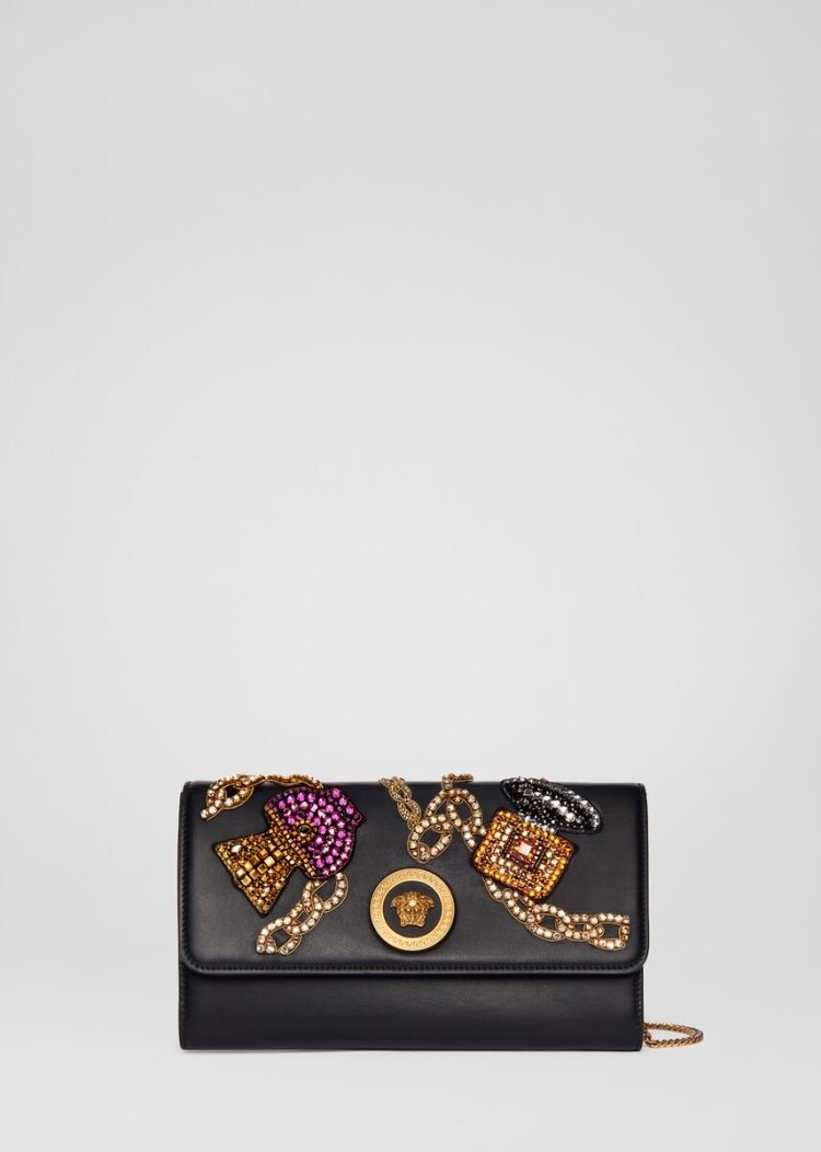 Versace Embroidered Scents Motif Icon Evening Bag Evening Bags γυναικεια μαυρα | H1VUWHN