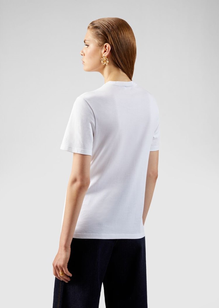 Versace Embroidered Western Motif T Shirt μπλουζακια γυναικεια ασπρα | K43WWE8