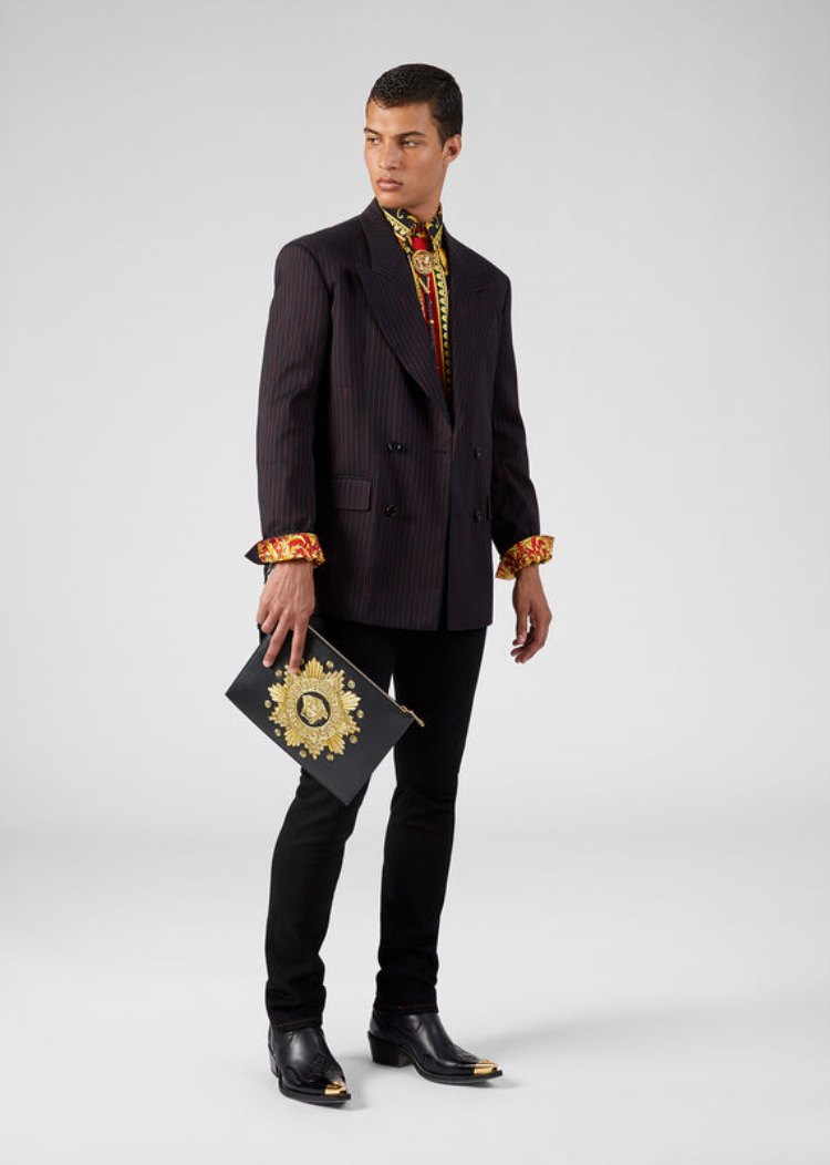 Versace Embroidered Ασφαλείας Pin Jeans τζιν παντελονι ανδρικα μαυρα | MEEFQ2Z