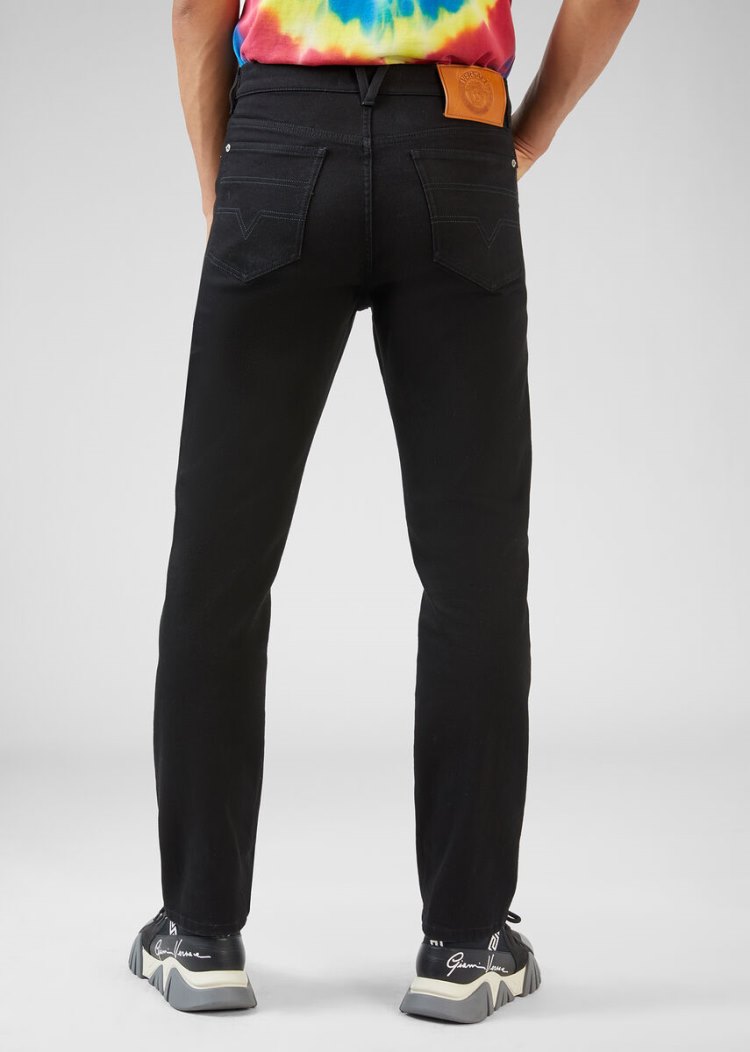 Versace Eyelet Jeans τζιν παντελονι ανδρικα μαυρα | A3OAVFP