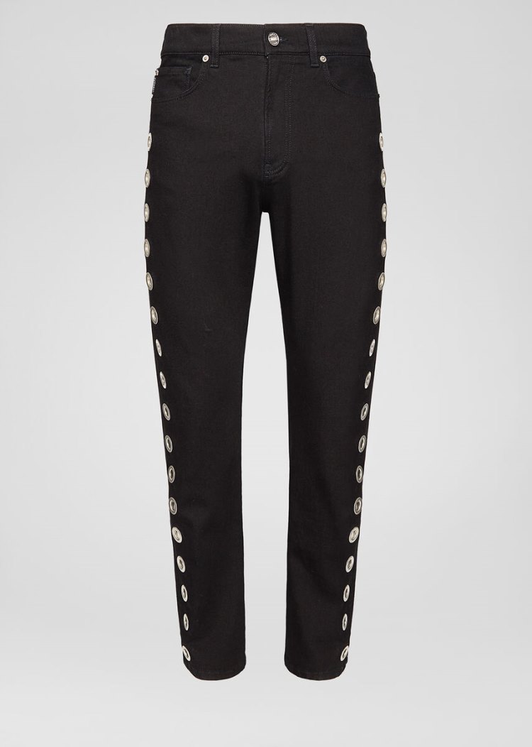 Versace Eyelet Jeans τζιν παντελονι ανδρικα μαυρα | A3OAVFP