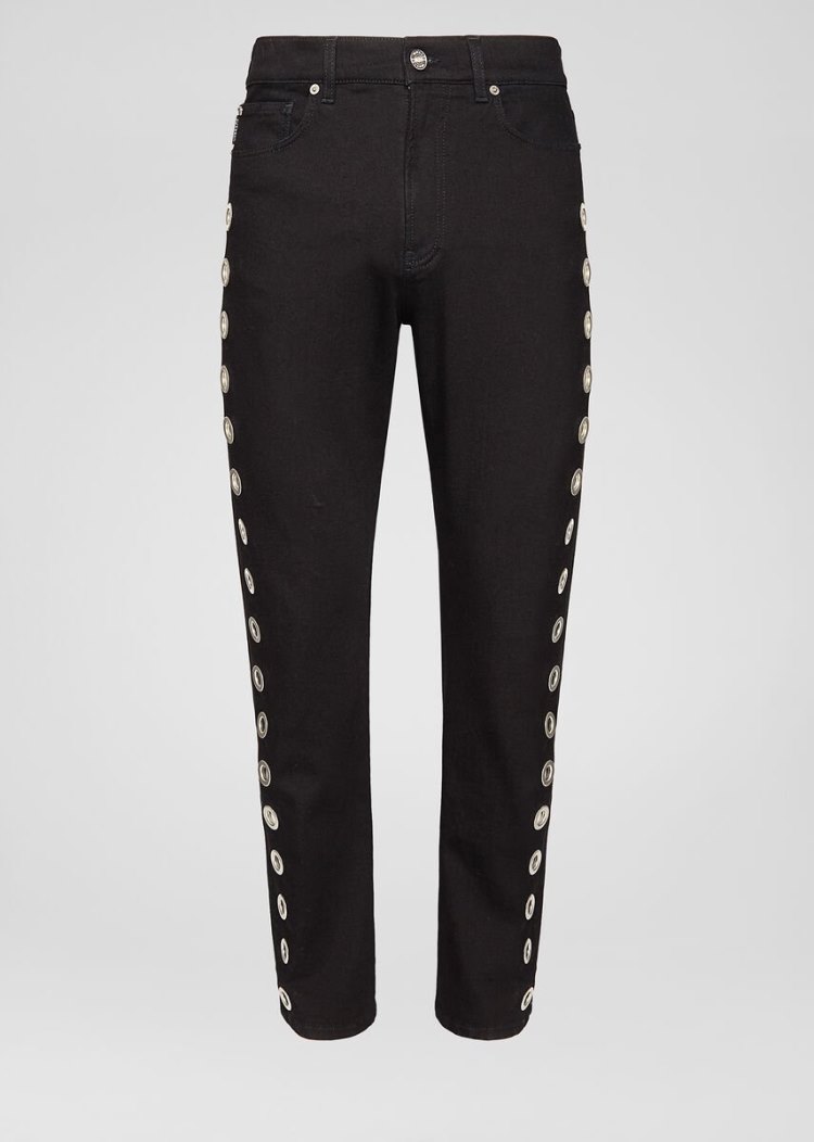 Versace Eyelet Jeans τζιν παντελονι ανδρικα μαυρα | NCD6ACI
