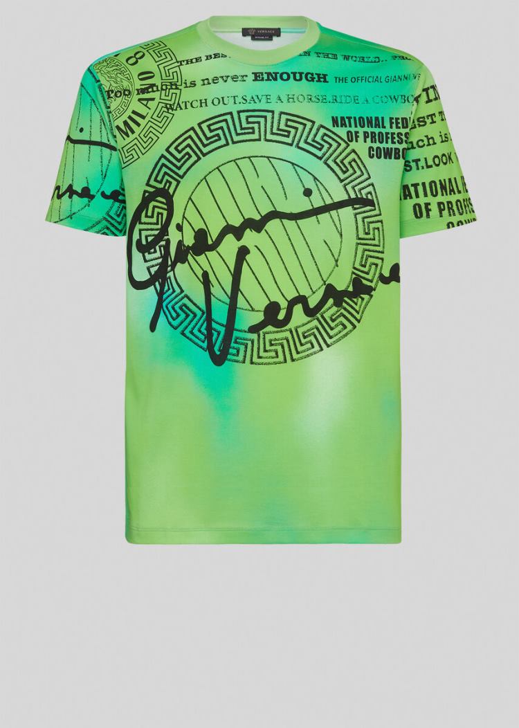 Versace GV Logo T Shirt μπλουζακια ανδρικα πρασινο | CWH4TOS