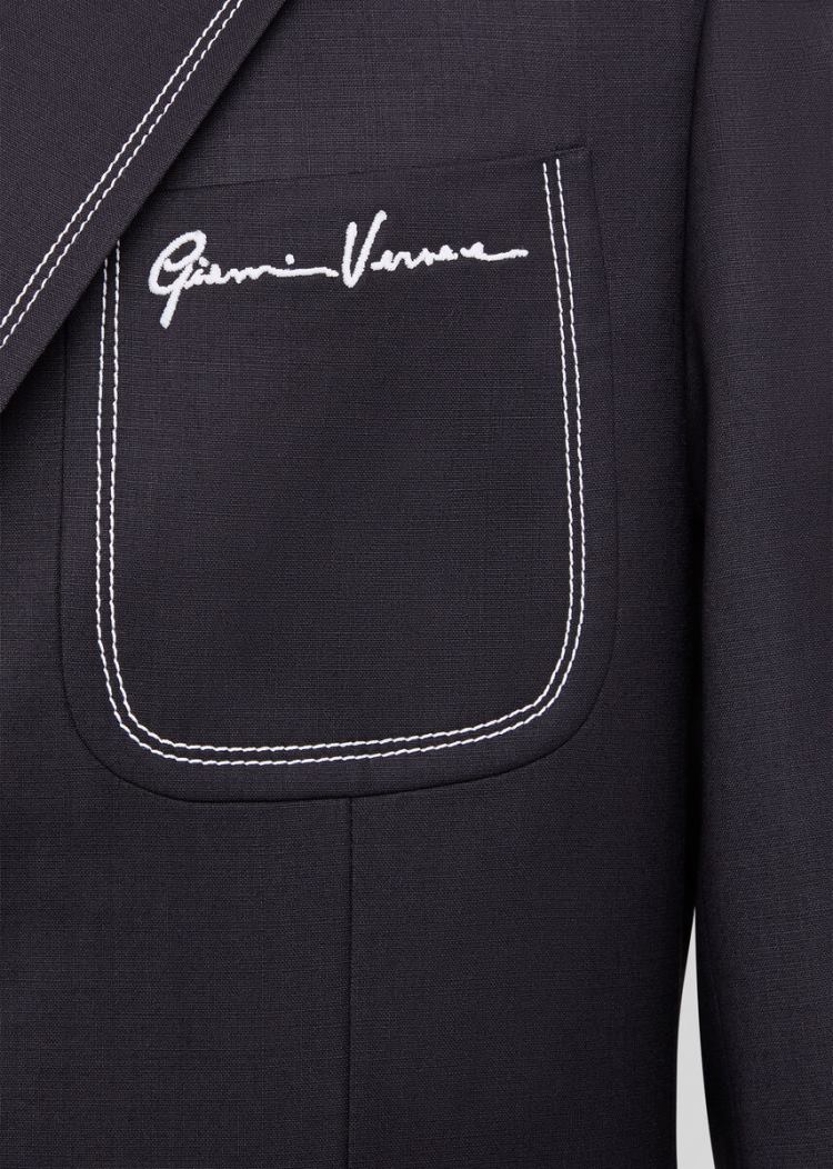 Versace GV Logo Wool Blazer Μπλέιζερ ανδρικα μαυρα | 6LUNY6G