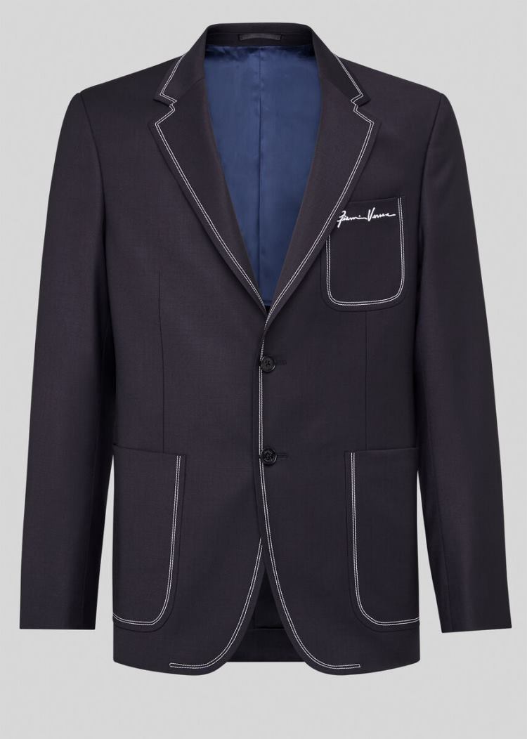 Versace GV Logo Wool Blazer Μπλέιζερ ανδρικα μαυρα | 6LUNY6G