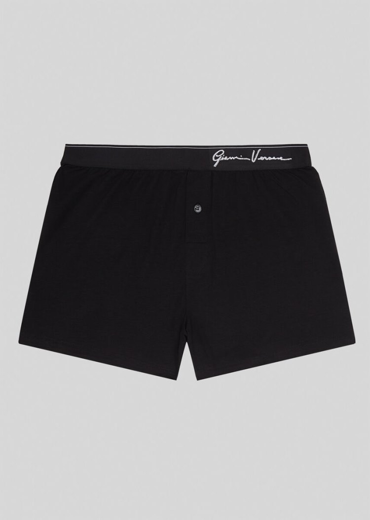 Versace GV Signature Border Boxers εσωρουχα ανδρικα μαυρα | HKAYG3L
