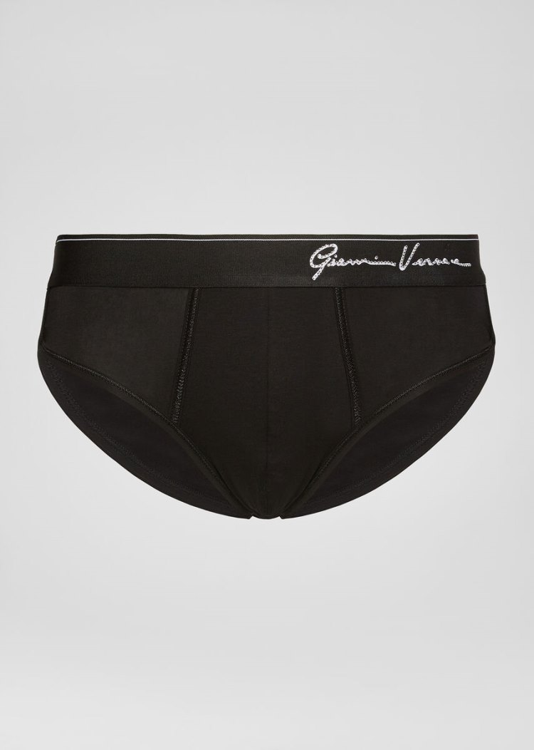 Versace GV Signature Border Briefs εσωρουχα ανδρικα μαυρα | 7WHUX4V