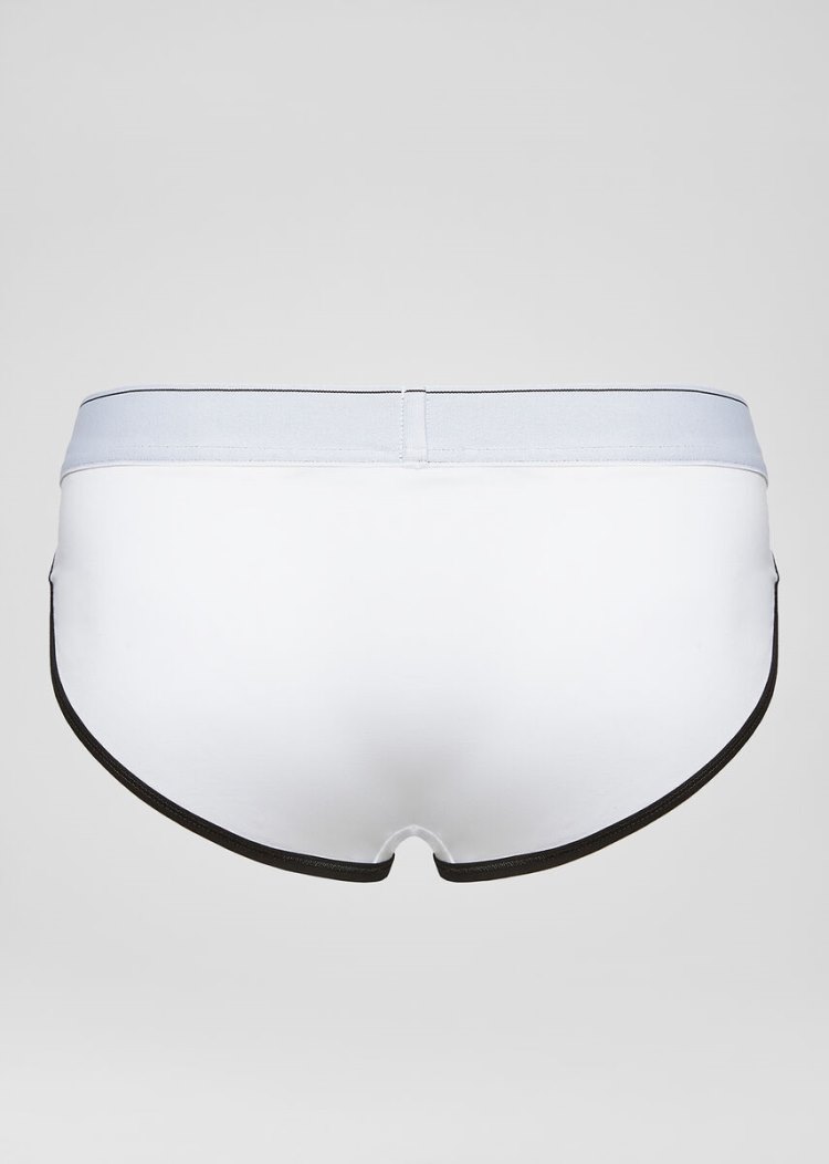 Versace GV Signature Border Briefs εσωρουχα ανδρικα ασπρα | Y4MKNGZ
