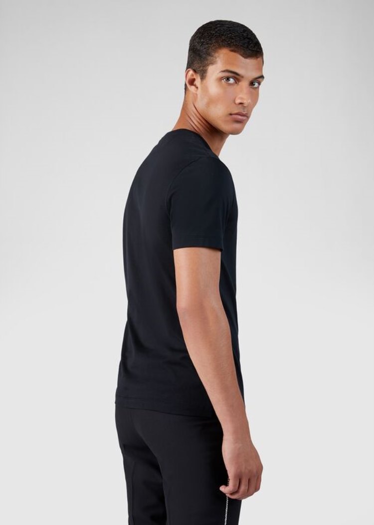 Versace GV Signature Embroidered T Shirt μπλουζακια ανδρικα μαυρα | 3VLCME7